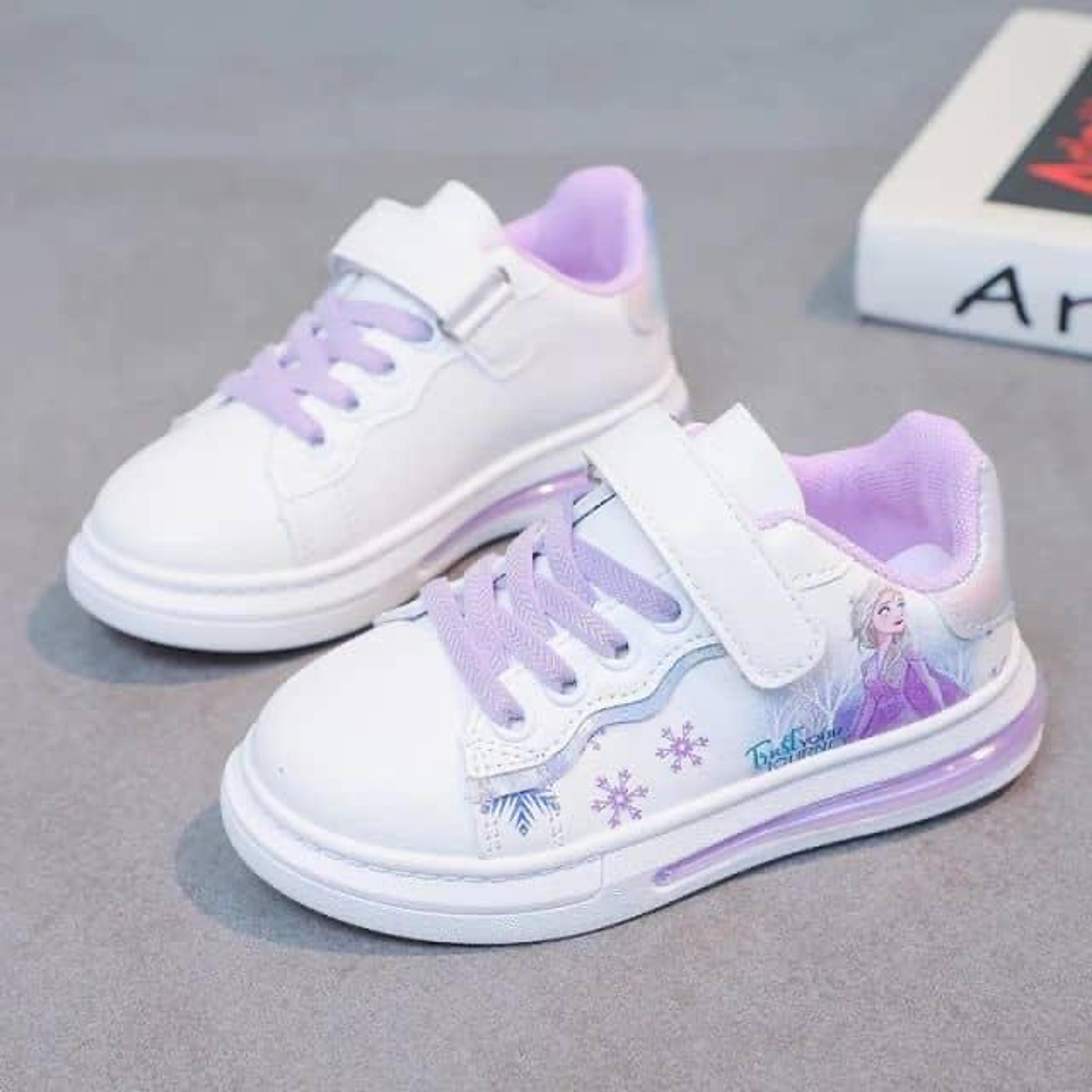Girls' White & Lilac Sneakers
