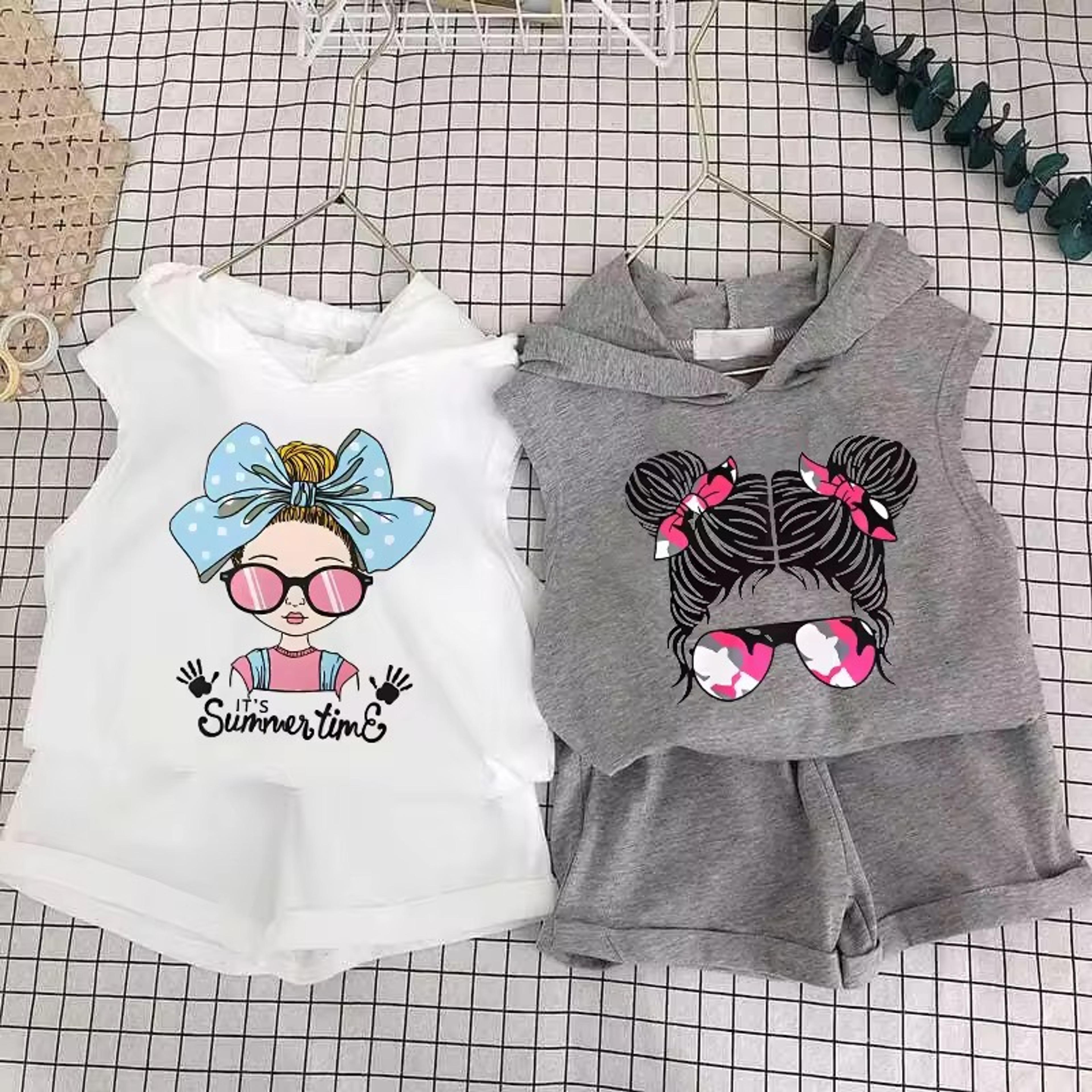 Girls' Casual Hooded Shorts Set