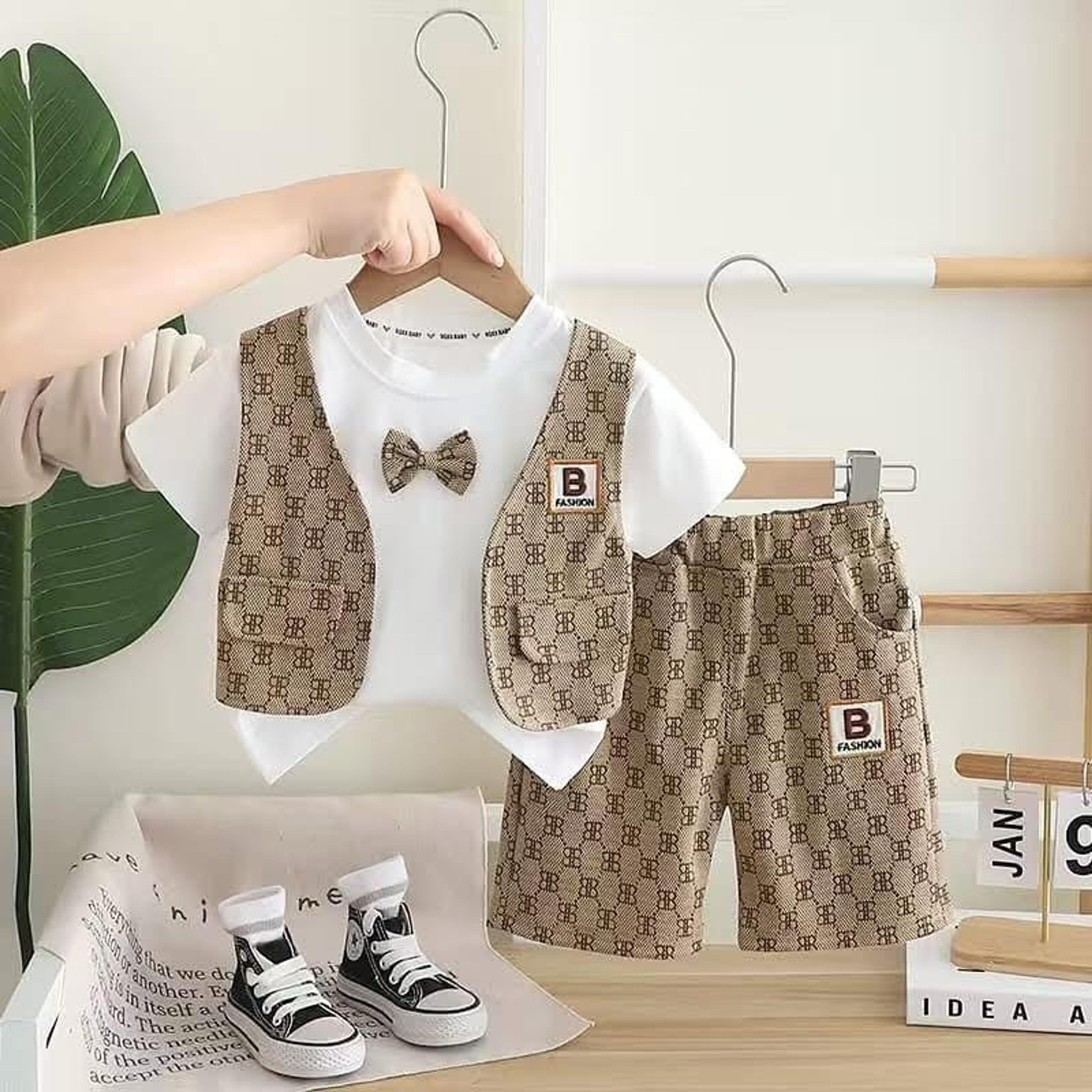 Boys' Monogram Vest, T-Shirt & Shorts Set
