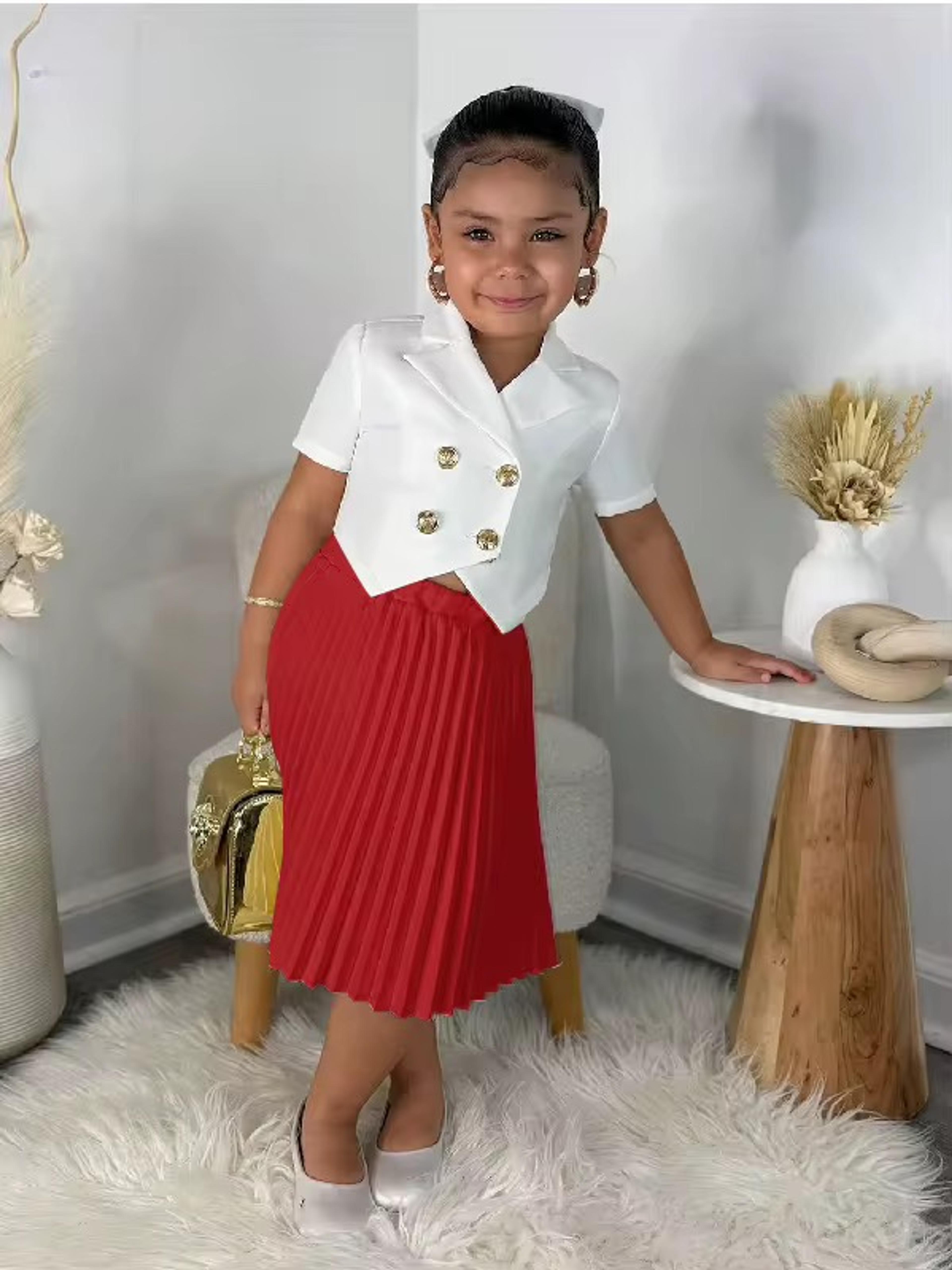 Girls' Elegant Pleated 2-Piece Outfit Set thumbnail 2