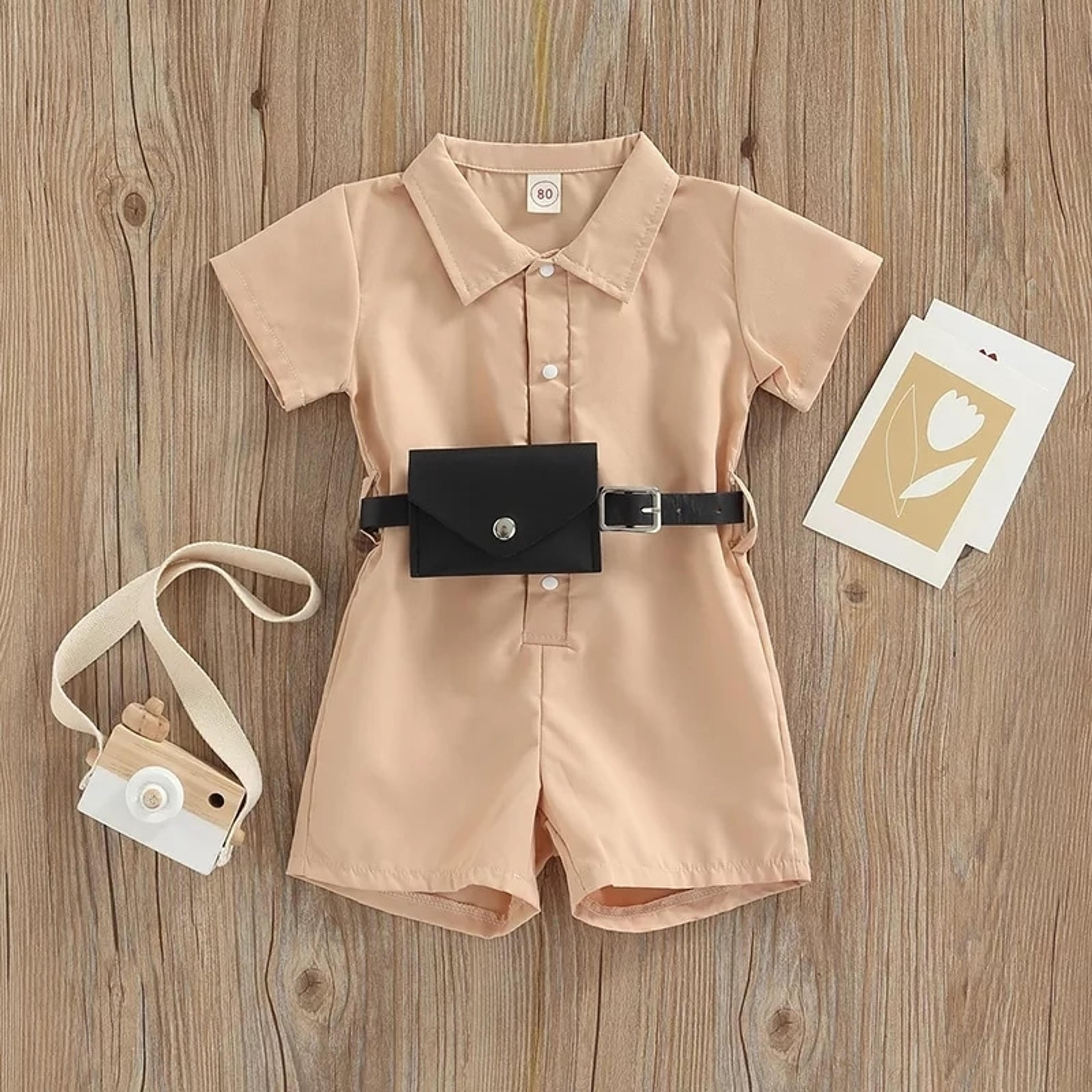 Girls' Belted Romper Set