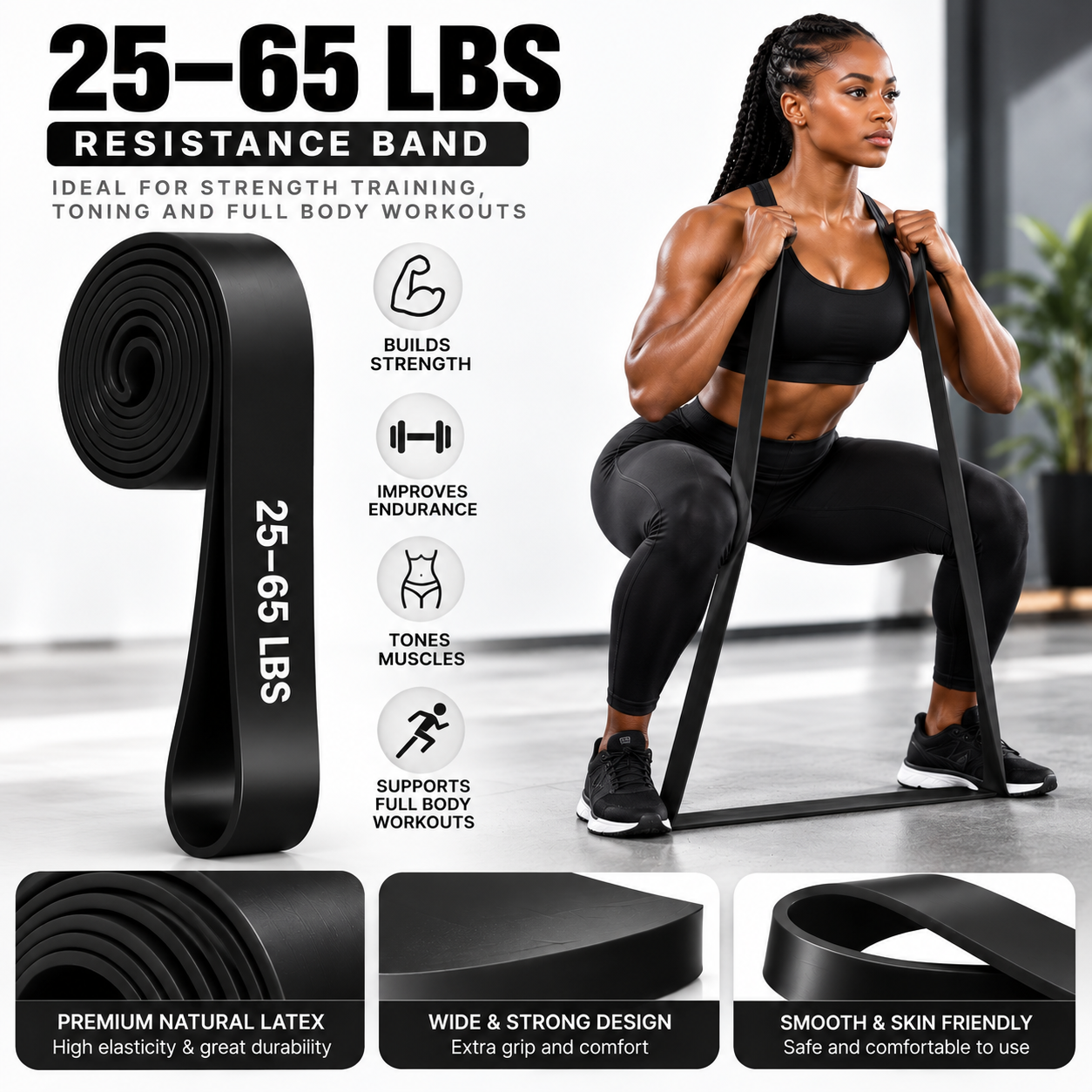 Black Resistance Band - 25-65 lbs
