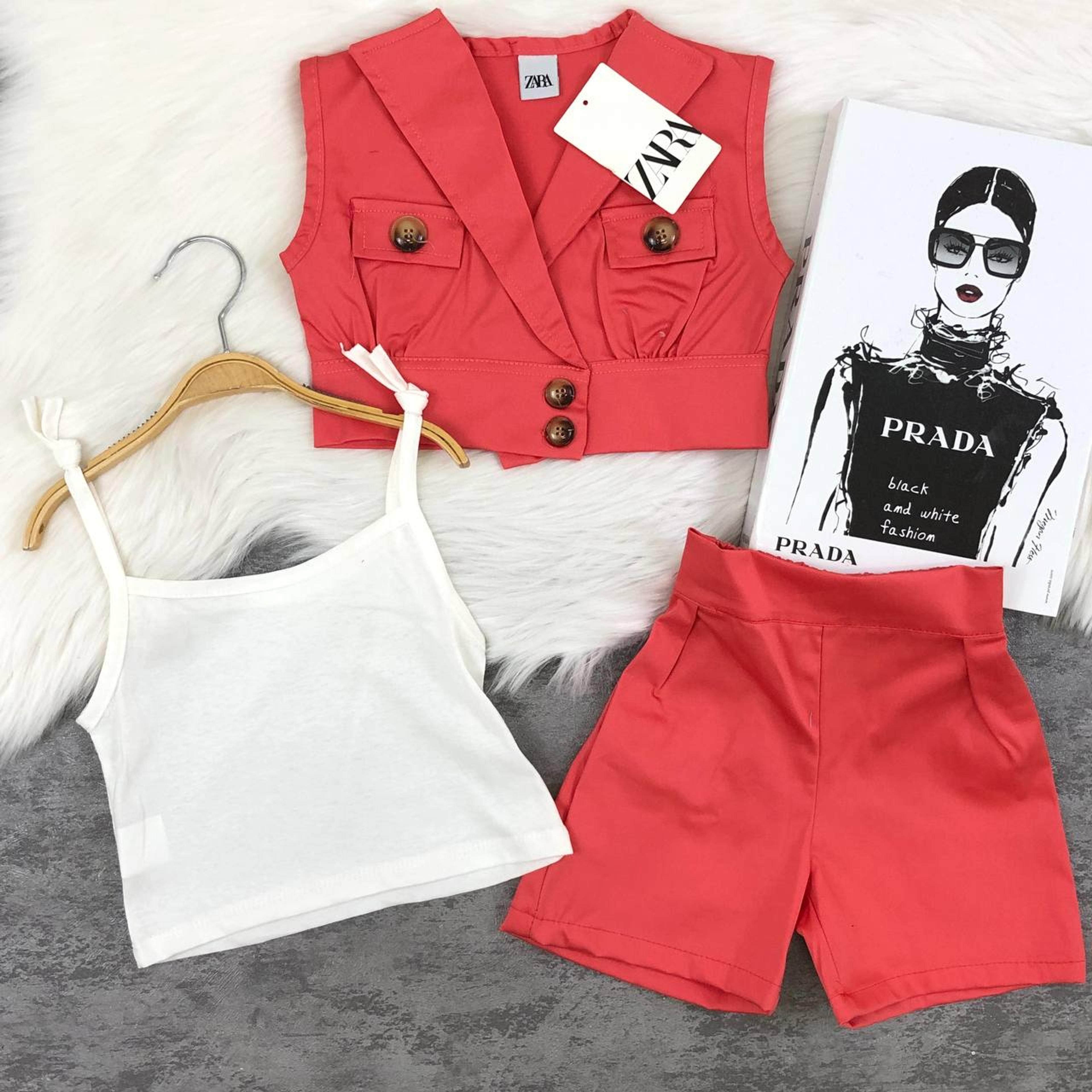 Girls' Three-Piece Smart Shorts Set