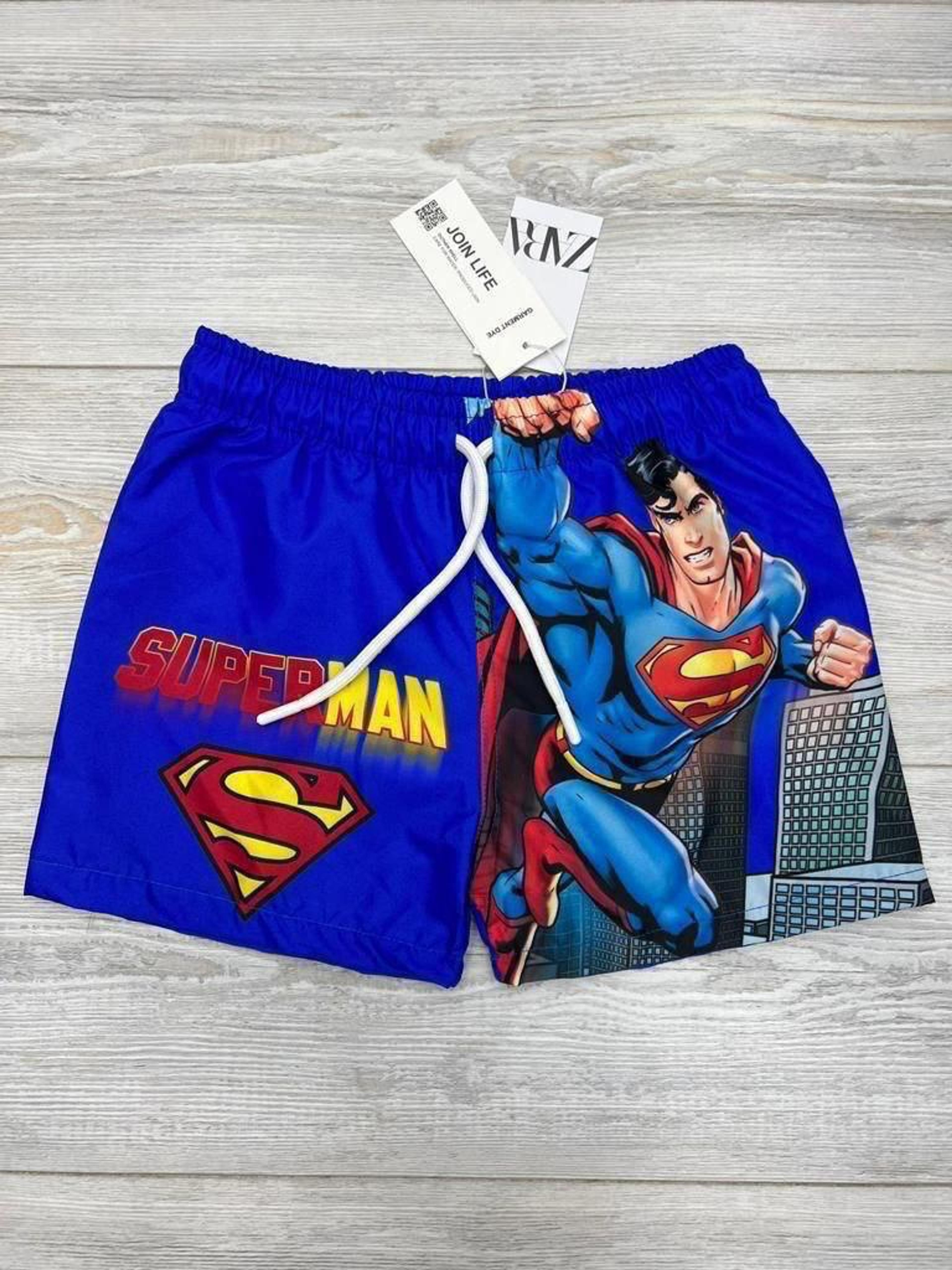 Boys' Superhero Print Swim Shorts – Blue