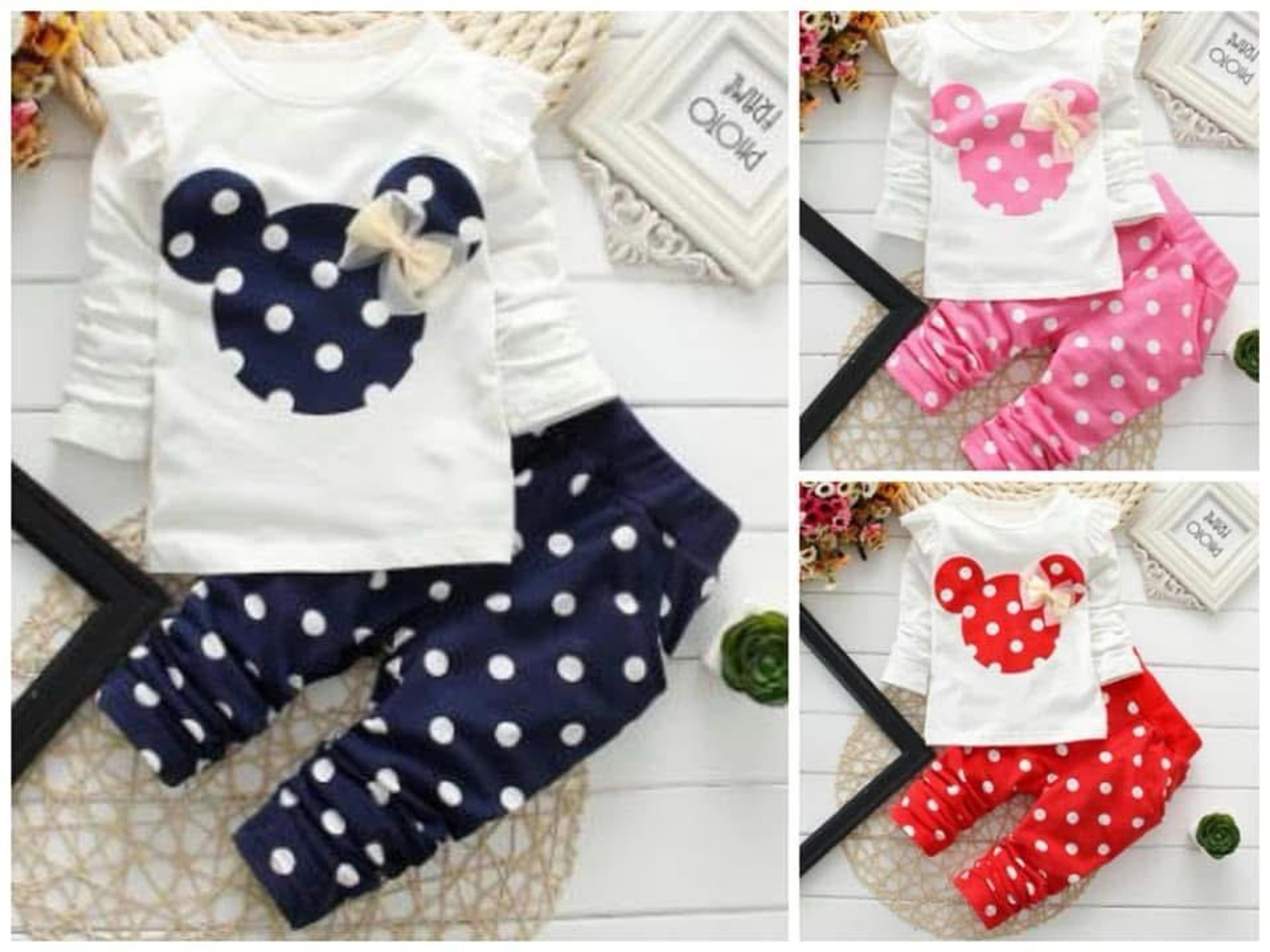 Girls' Polka Dot Character Top & Pants Set