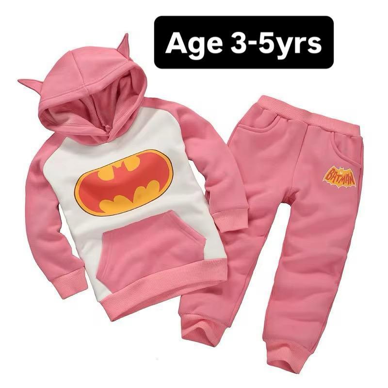 Kids' Pink Batman Hooded Tracksuit – 2-Piece Set
