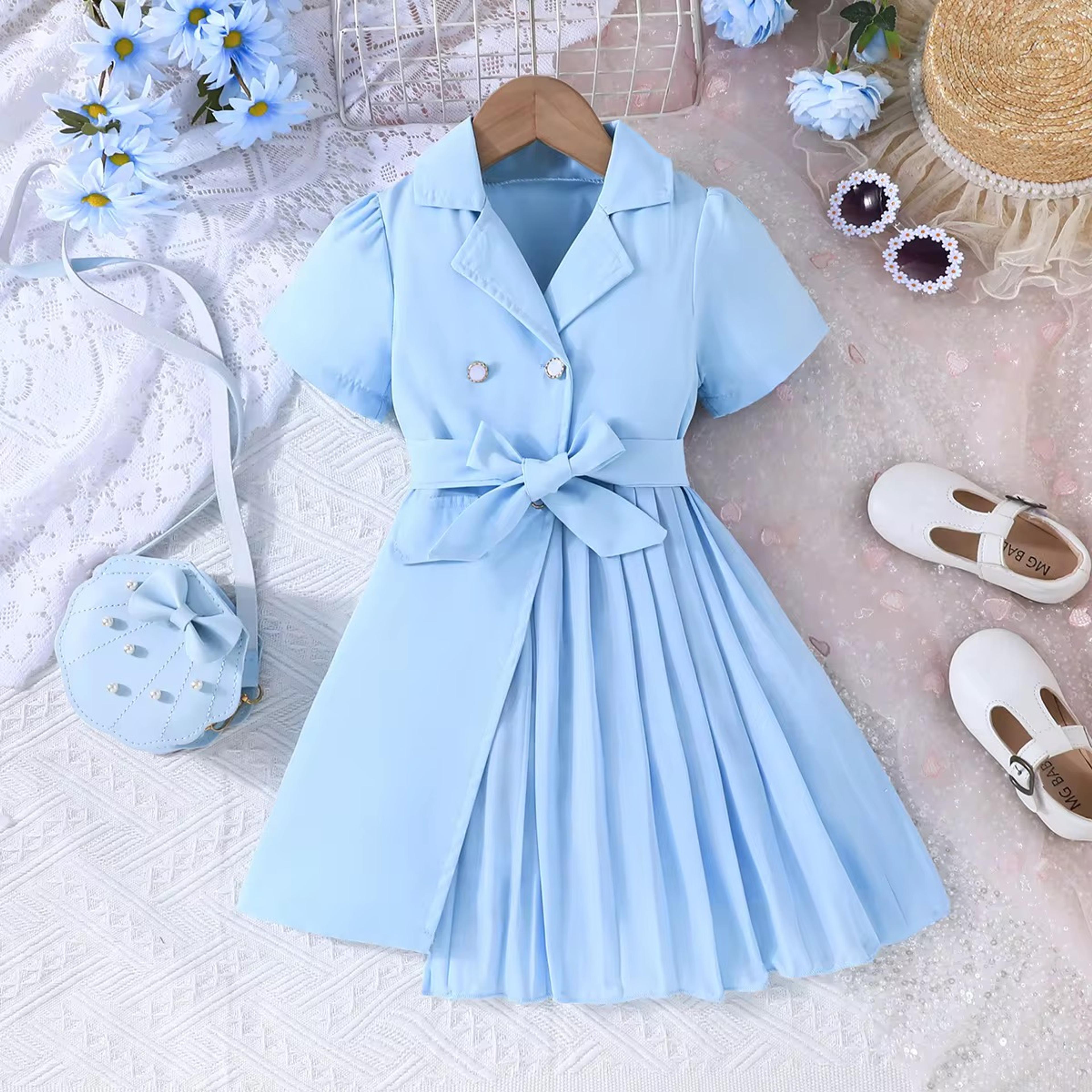Girls' Elegant Pleated Dress