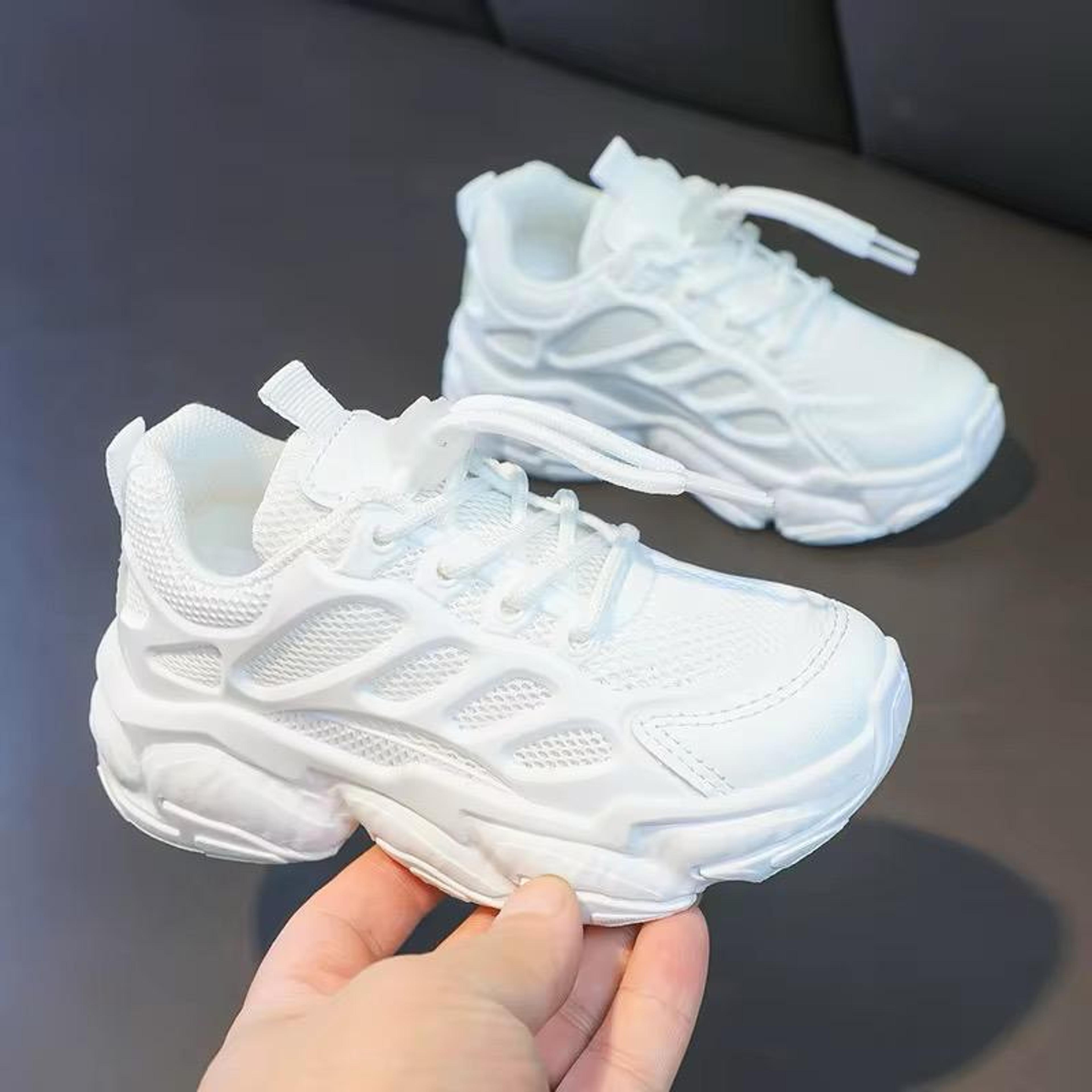 Kids' All-White Chunky Sneakers