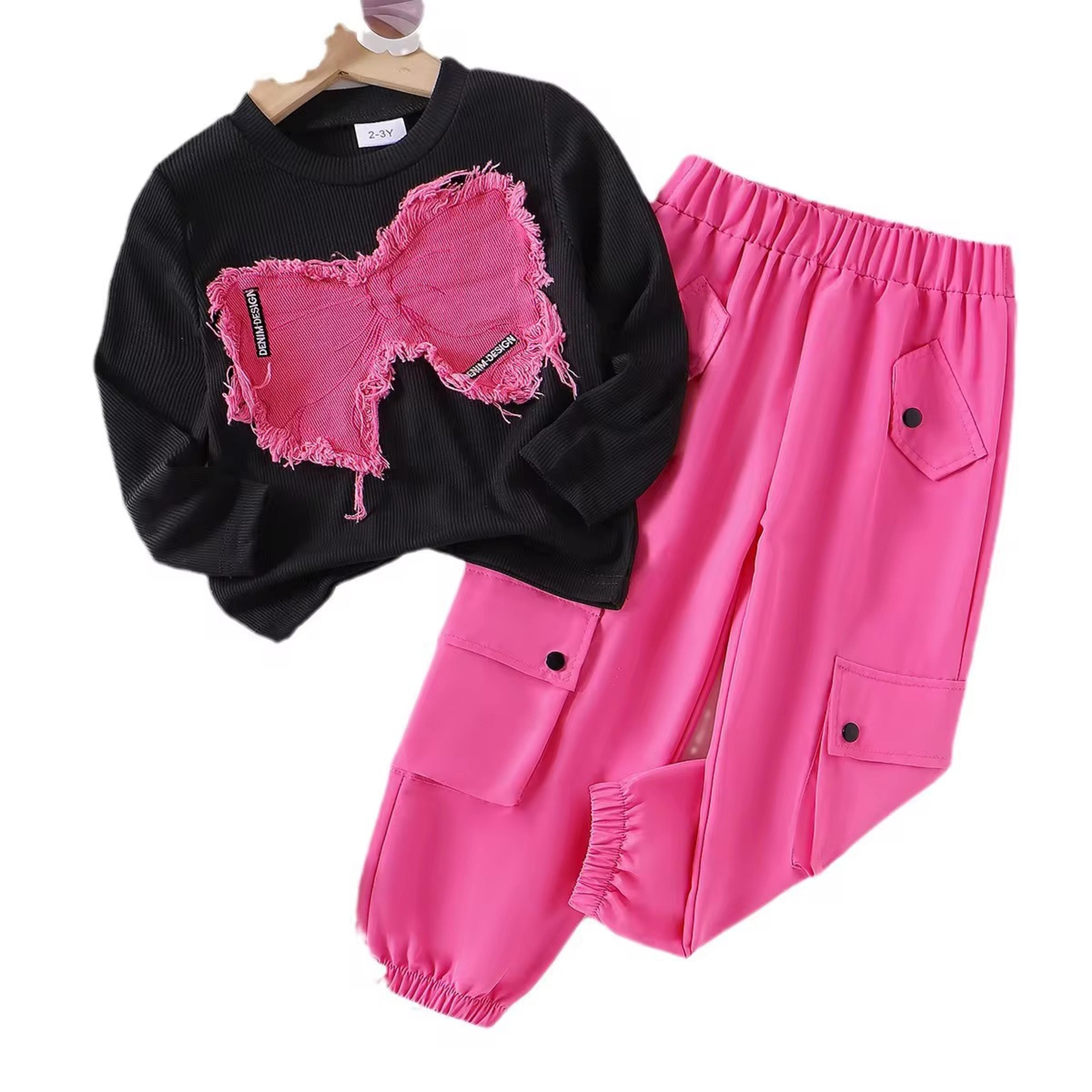Girls' Bow Sweatshirt & Cargo Jogger Set