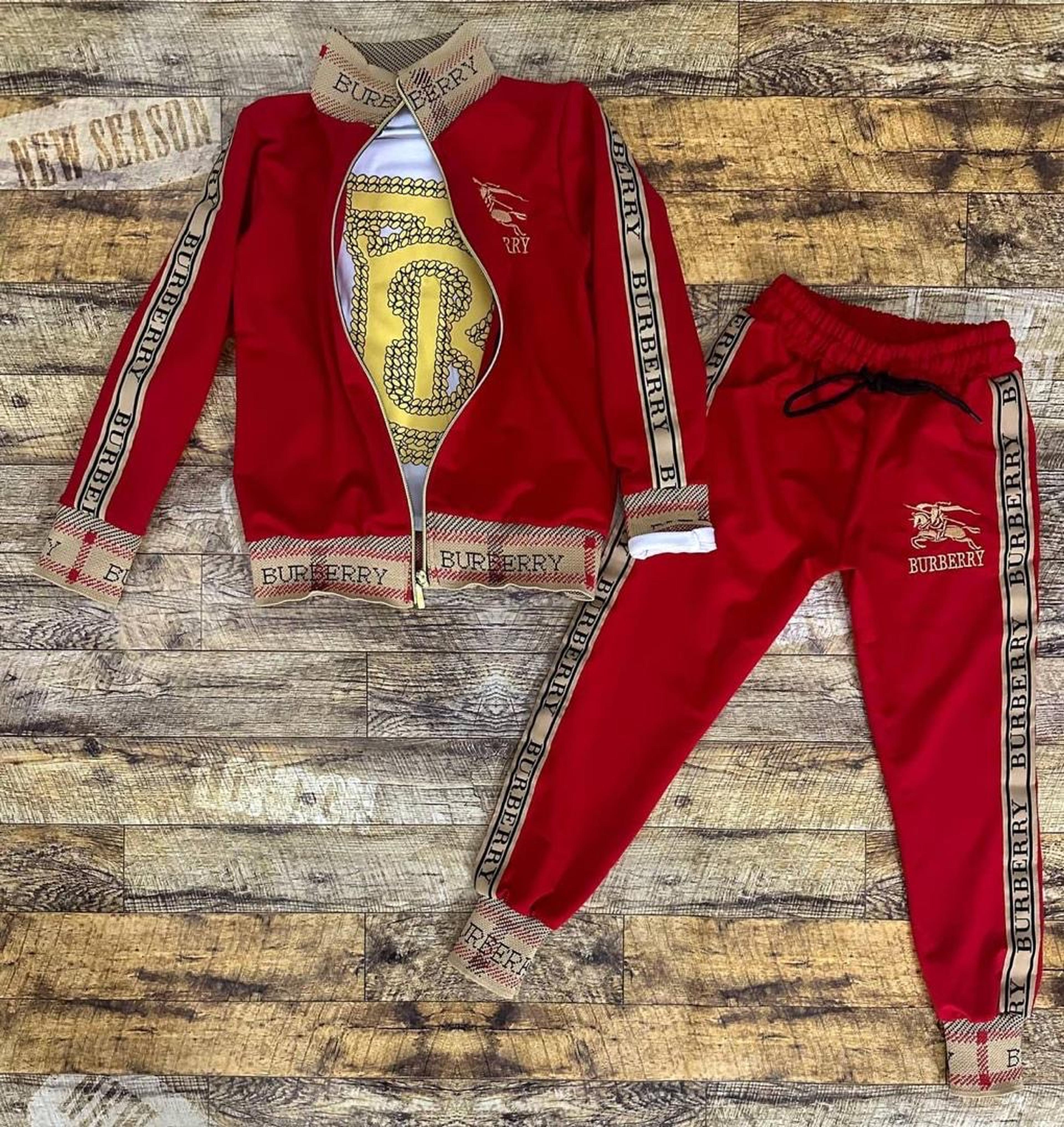 Kids' Red Luxury-Inspired Tracksuit Set