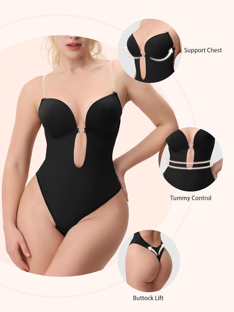 Women's Deep-Plunge Shaping Bodysuit – Tummy Control & Butt-Lift Design