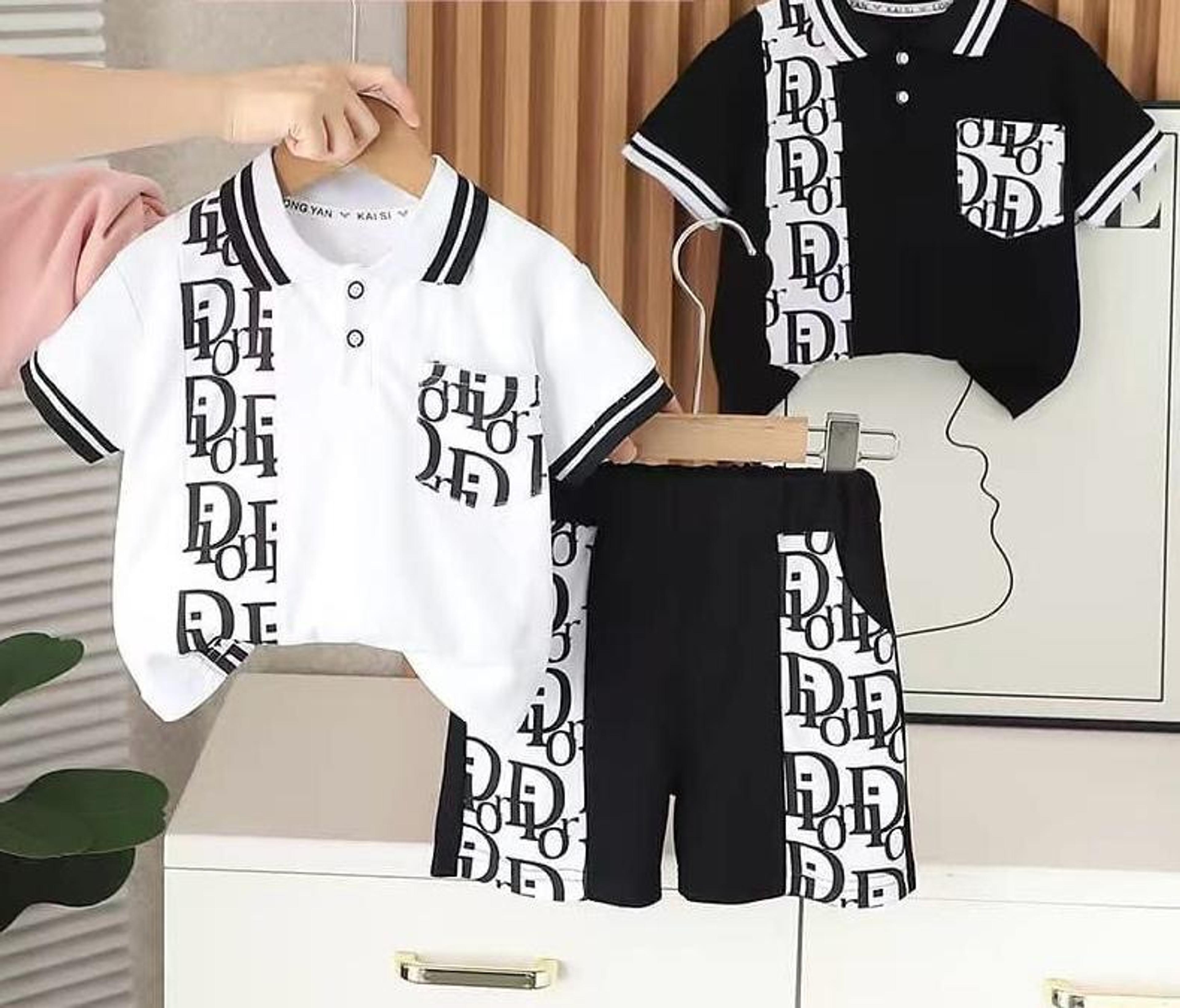 Boys' Monogram-Print Polo Shirt & Shorts Set