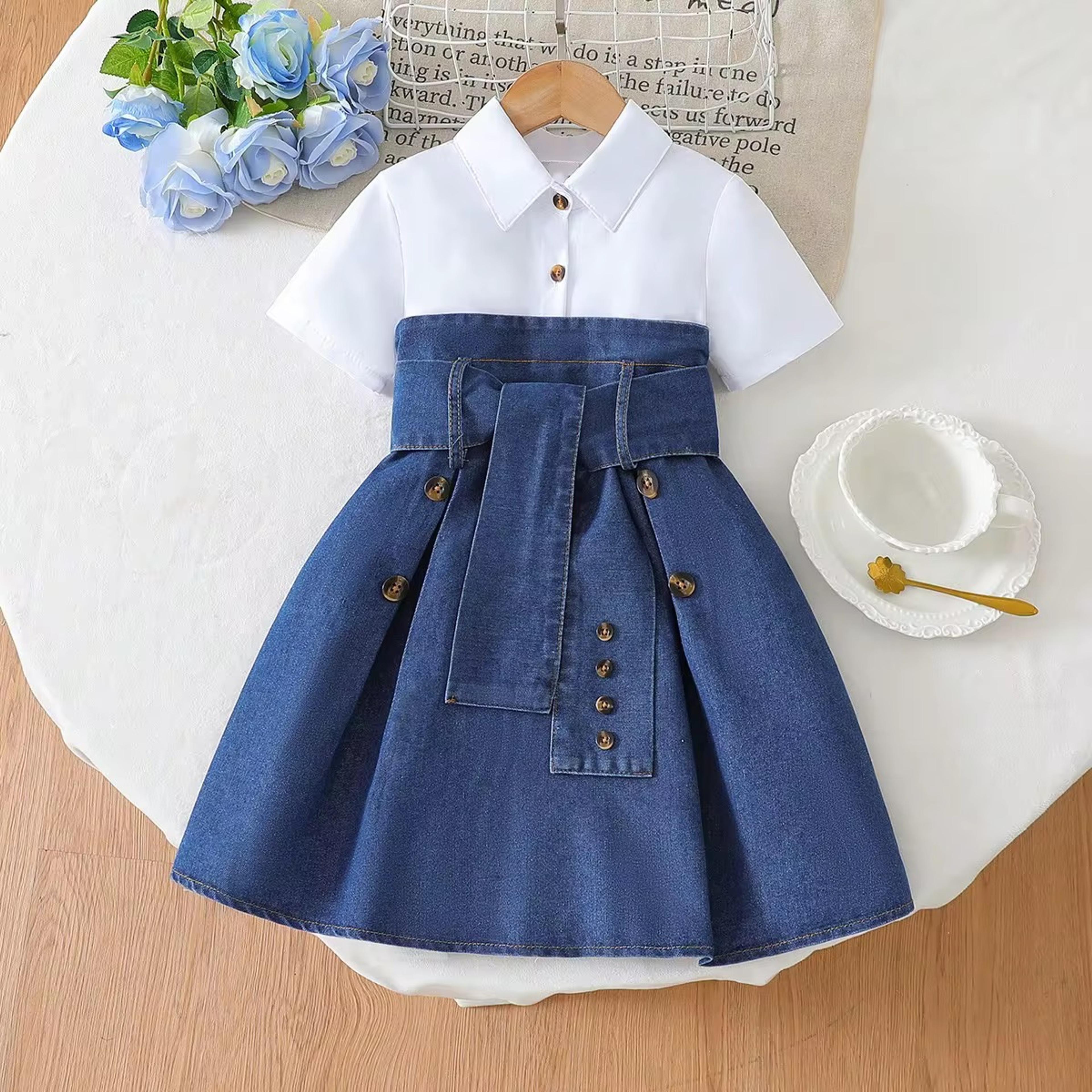 Girls' Denim-Inspired Party Dress