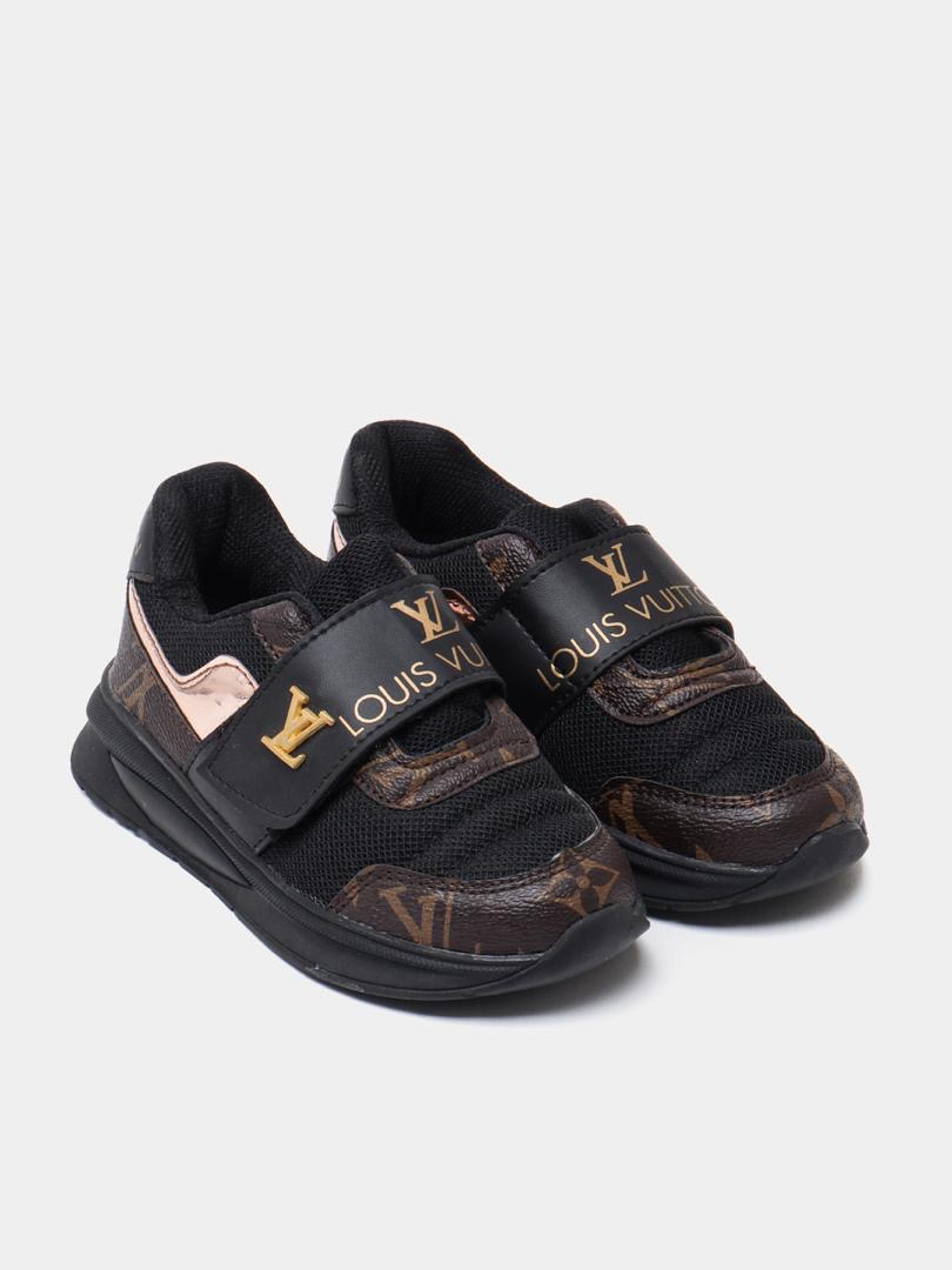 Kids' Black Designer-Inspired Velcro Sneakers