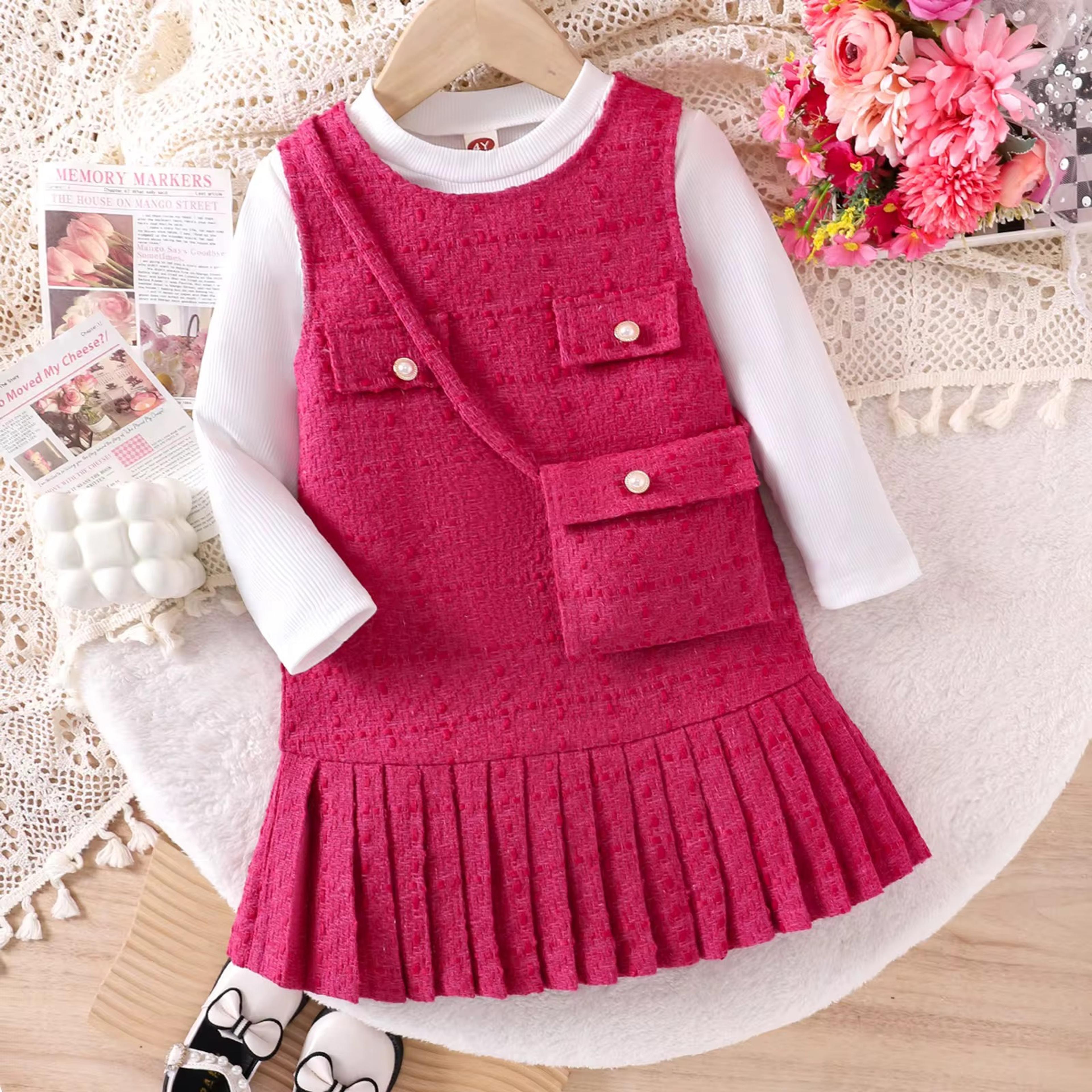 Girls' Tweed Pleated Dress Set