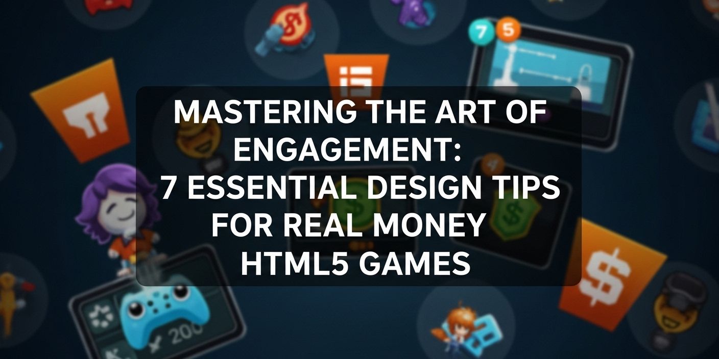 7 design tips for real money html5 games written on a white background