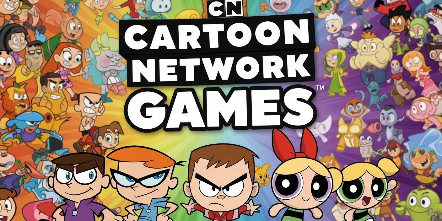 a bunch of cartoon characters are standing next to each other on a colorful background .