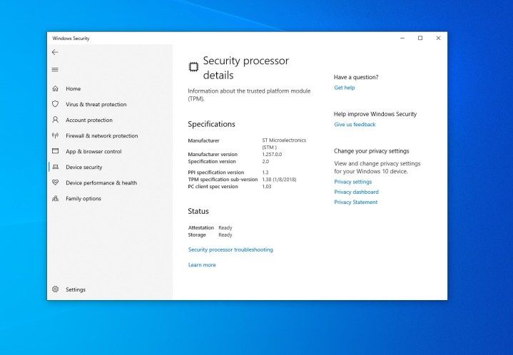 A Windows 10 biztonsági menüje.
