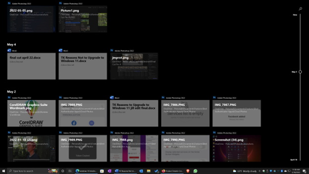Timeline in Windows 10