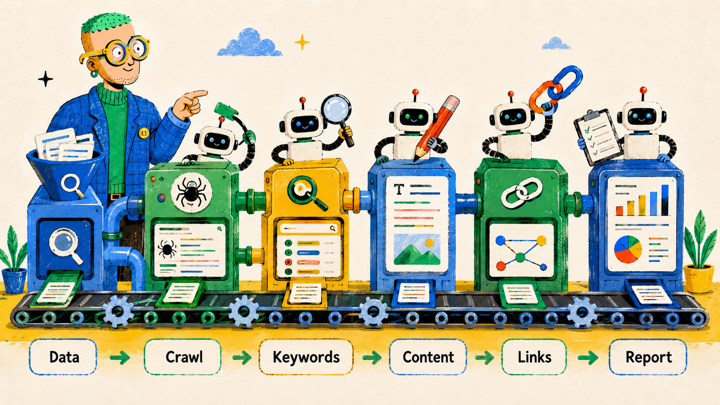 Open-source SEO workflow from data and crawling to keywords, content, links and reporting.