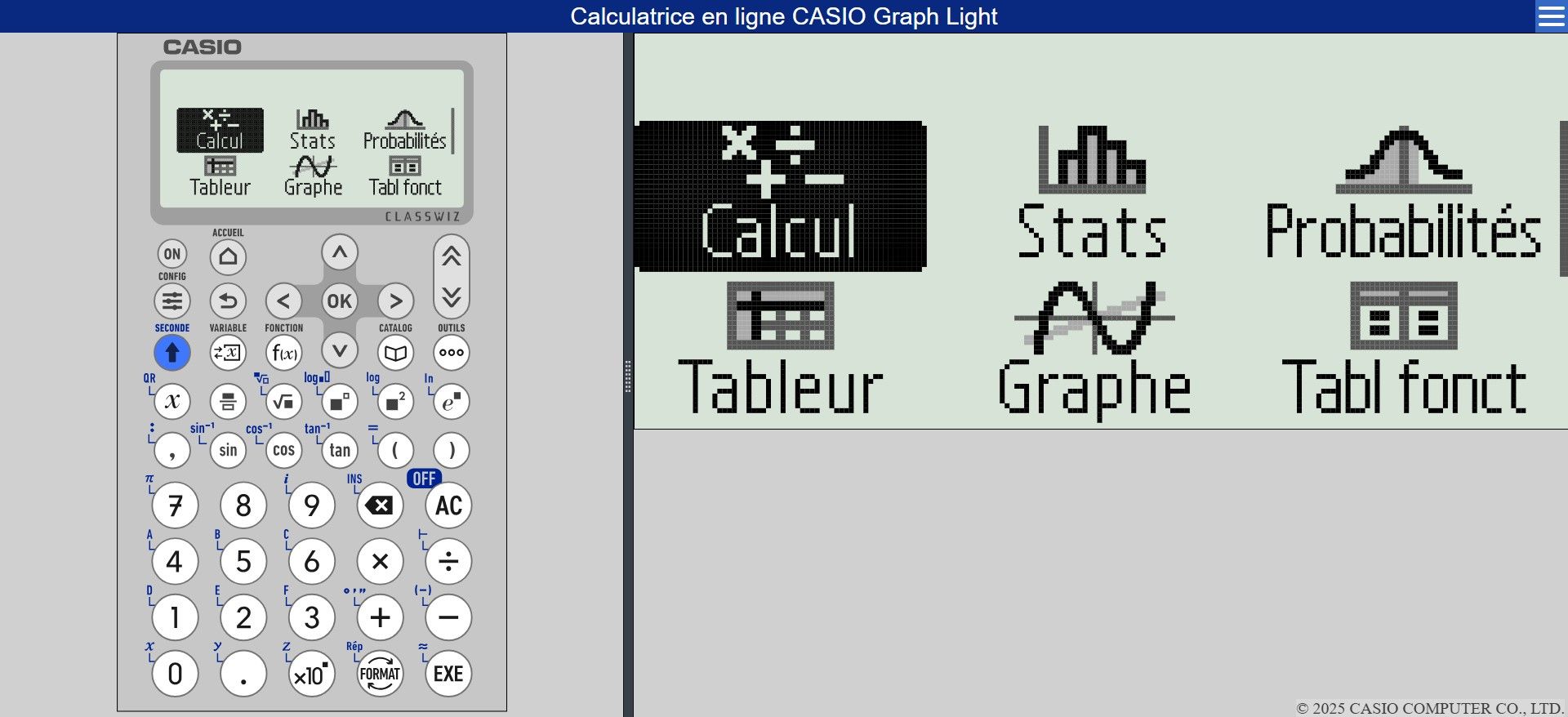 Calculatrice en ligne Graph Light