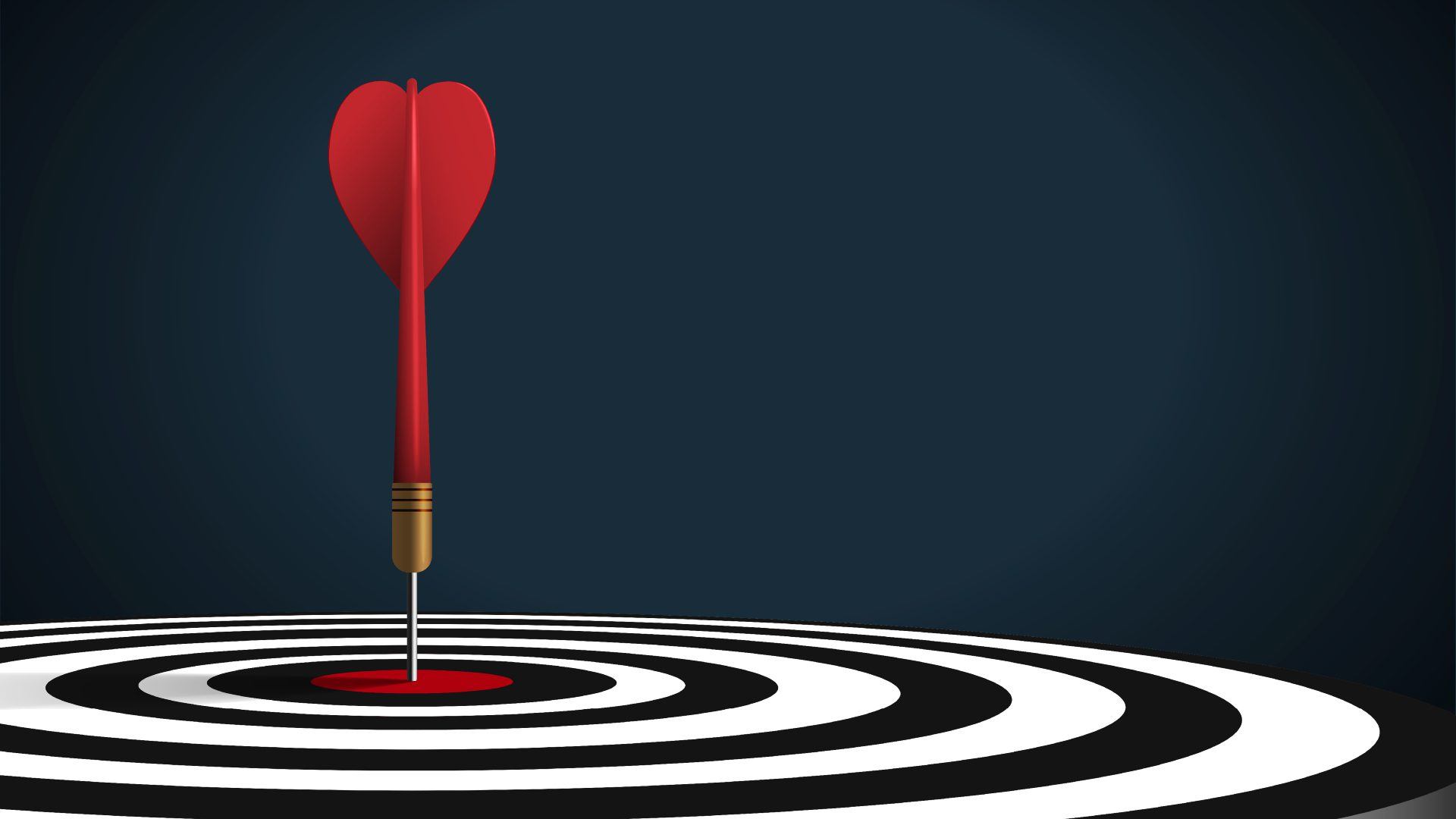 Red dart hit to center of dartboard.