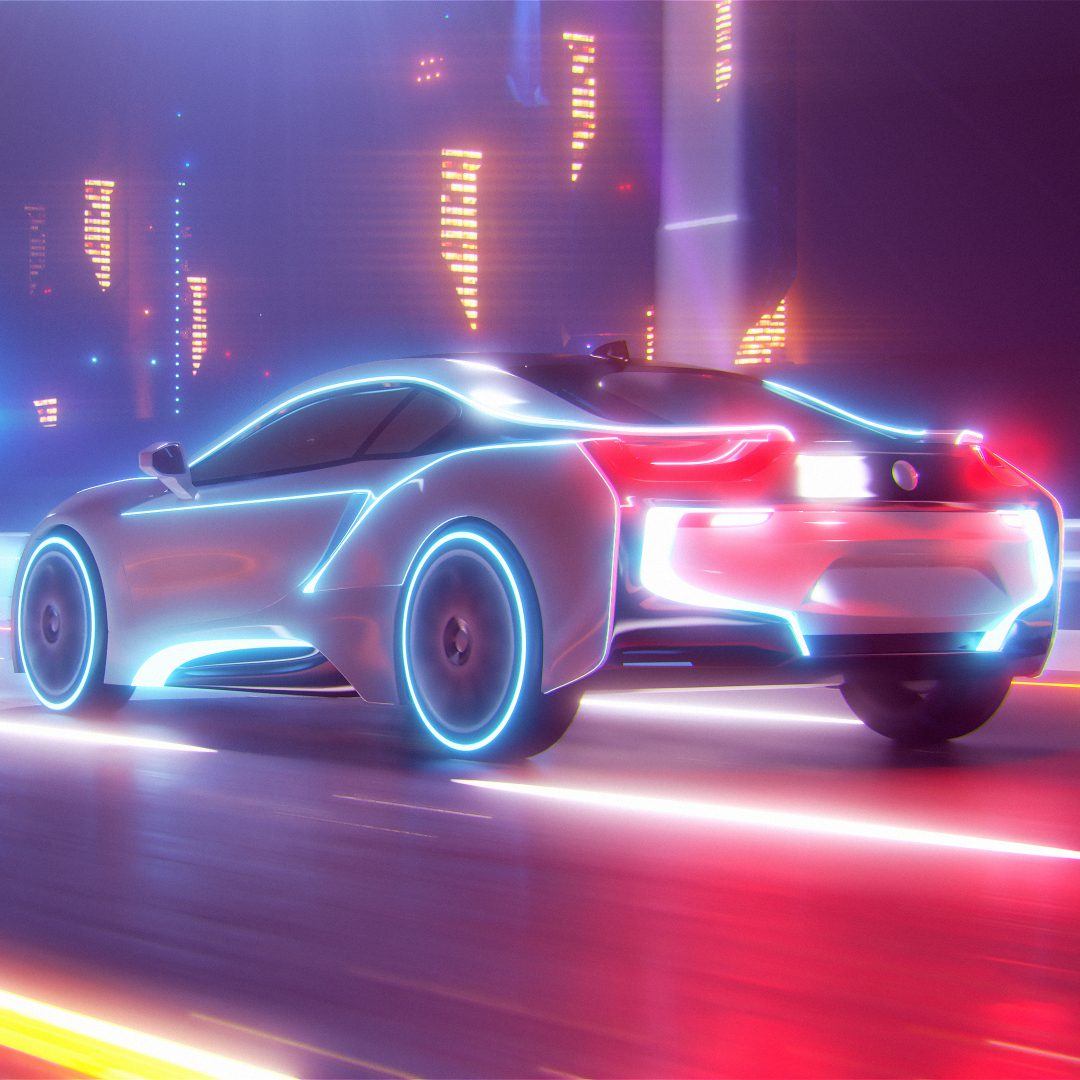 Tron style illustration of a futuristic car|Tron style illustration of a futuristic car