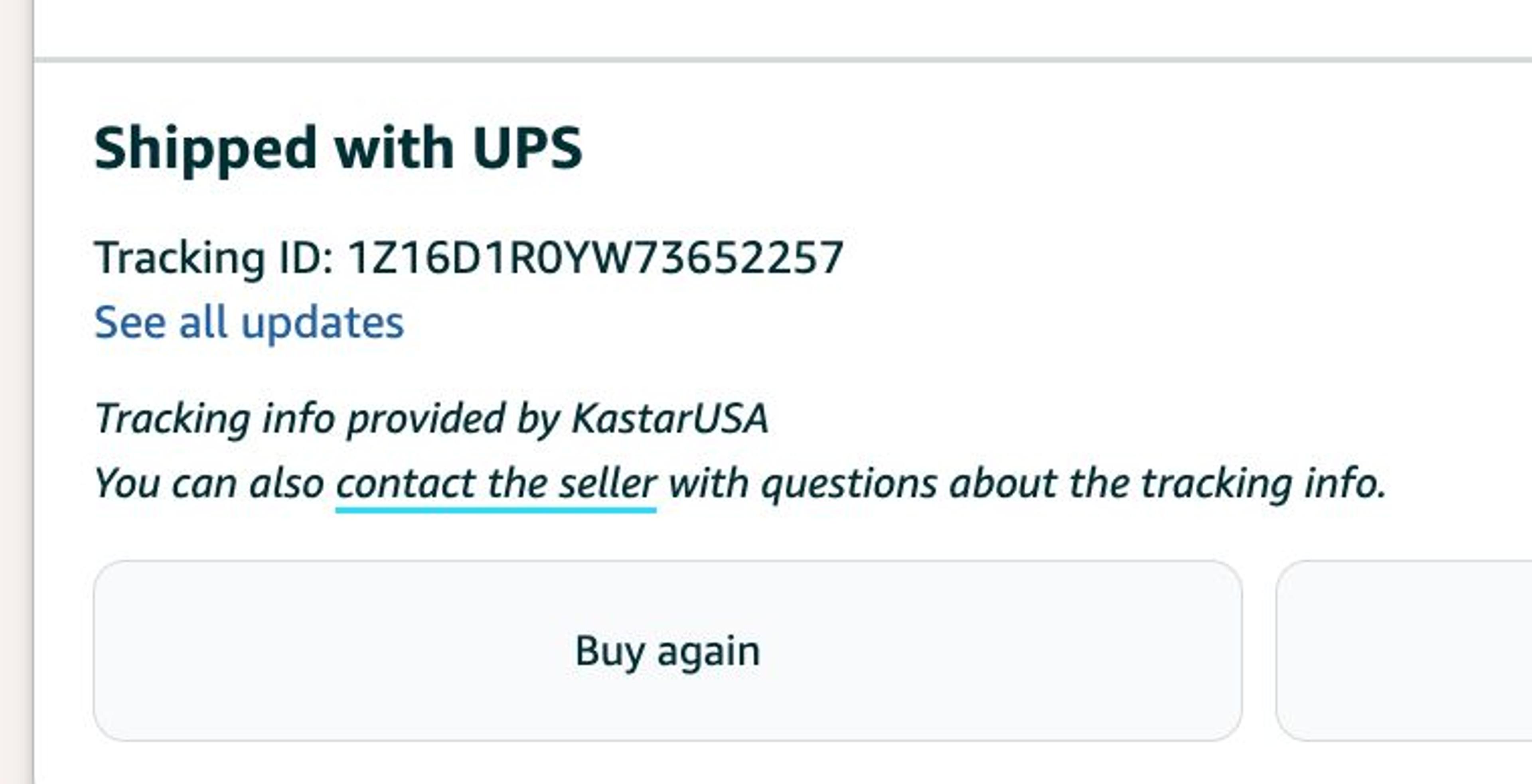 Example of a package's real tracking number