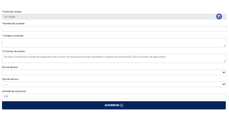 Pre-alert form with the purchase details in the TEALCA US portal