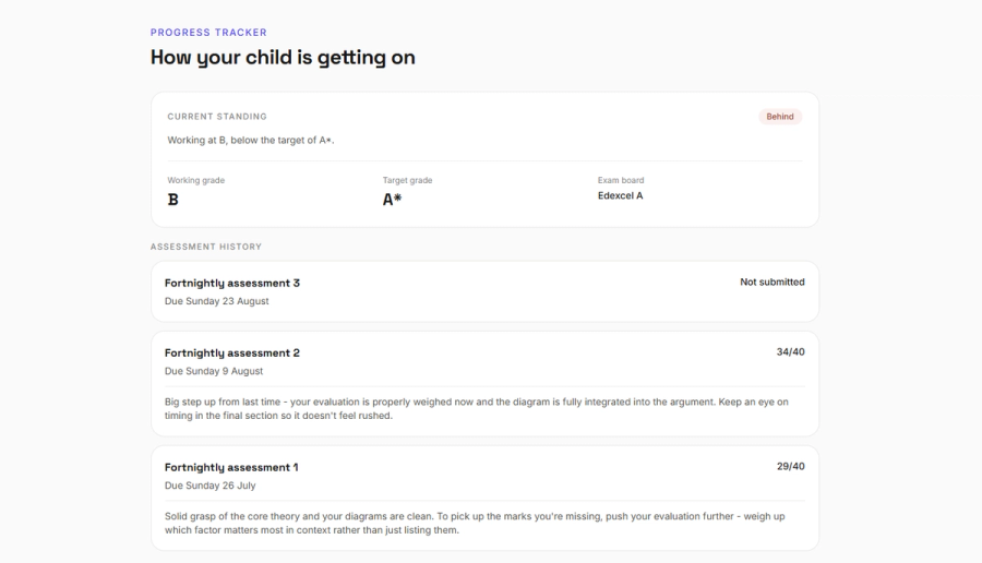 Parent Portal Progress Tracker