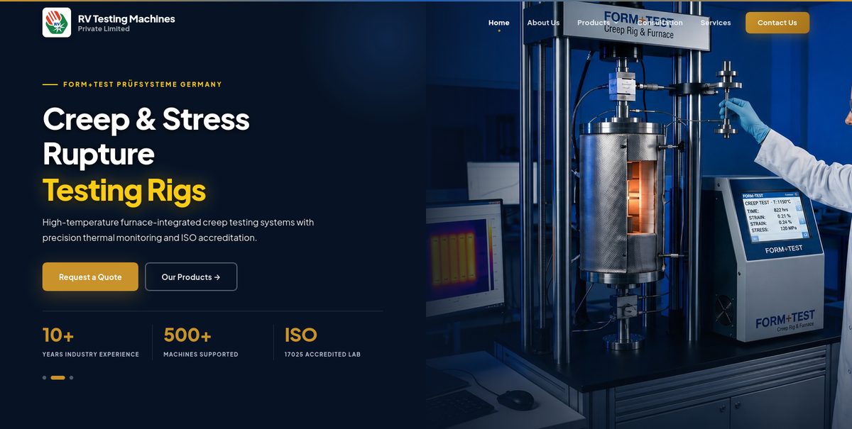 Website for RV Testing Pvt Ltd