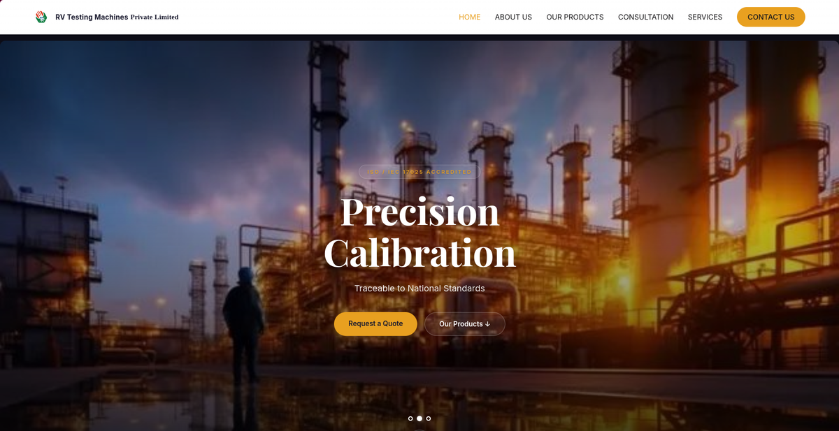 Website for RV Testing Pvt Ltd