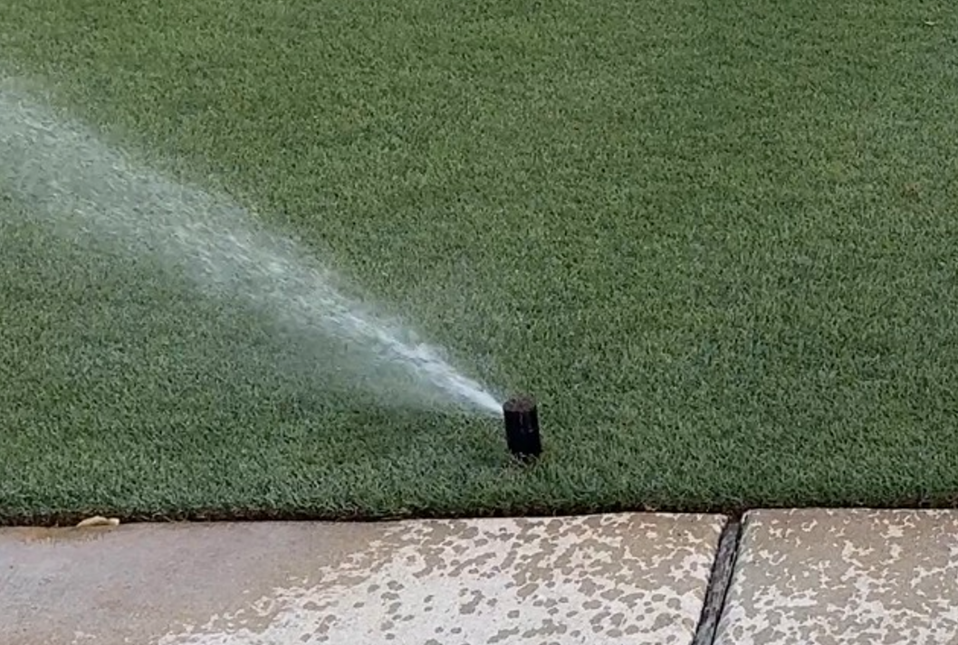 watering lawn