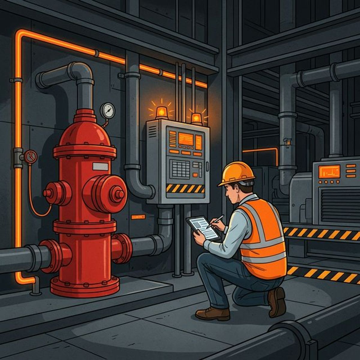 Ilustrasi Riksa Uji Instalasi Proteksi Kebakaran