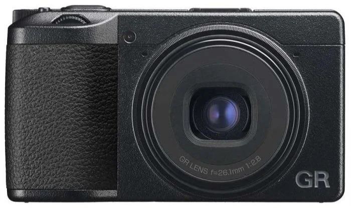 Ricoh GR III A black compact digital camera with textured grip, a large lens, and the letters 'GR' on the bottom right.