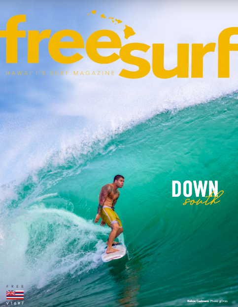 Freesurf Magazine cover, "Down South," showing a surfer riding inside a large wave