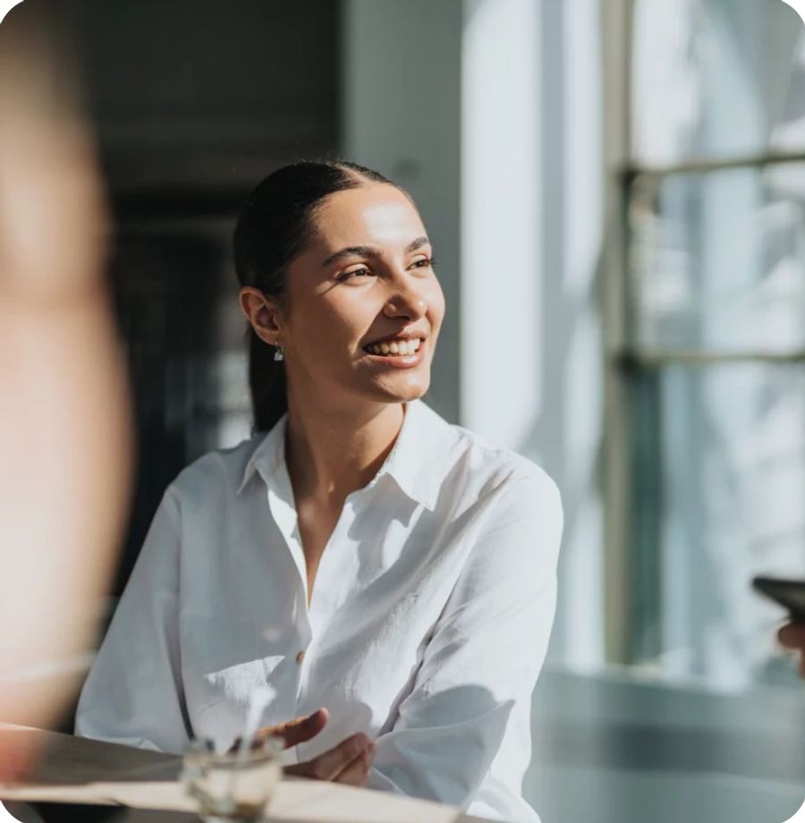 A practice team member in conversation