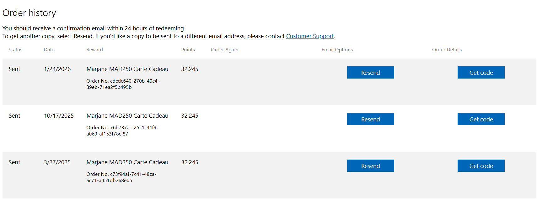 سجل طلبات الهدايا من microsoft rewards