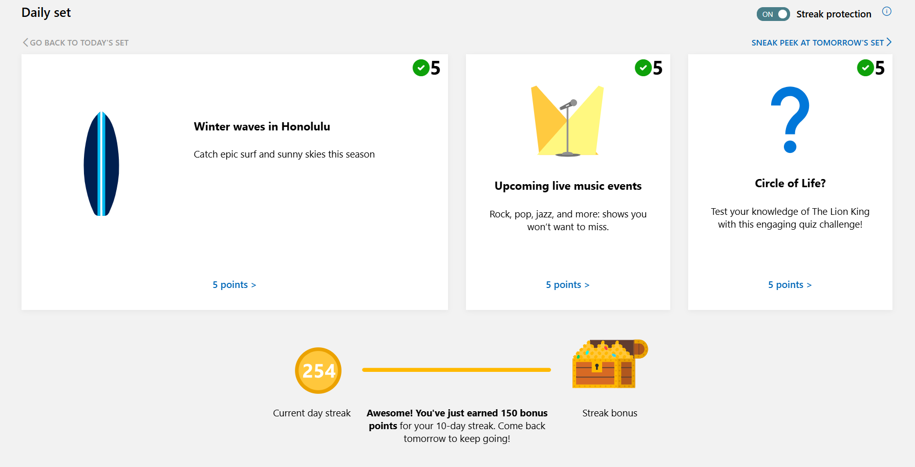 المجموعة اليومية ل microsoft rewards