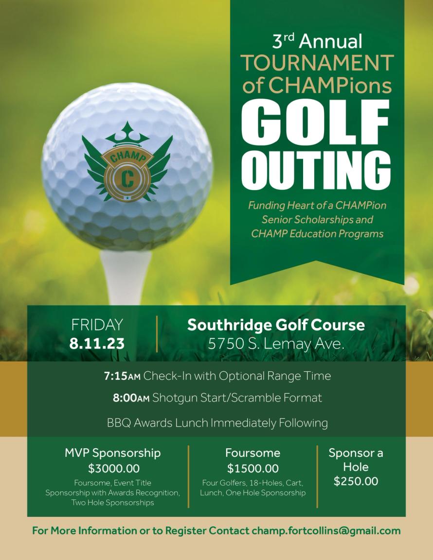 3rd Annual Tournament of CHAMPions GOLF OUTING
