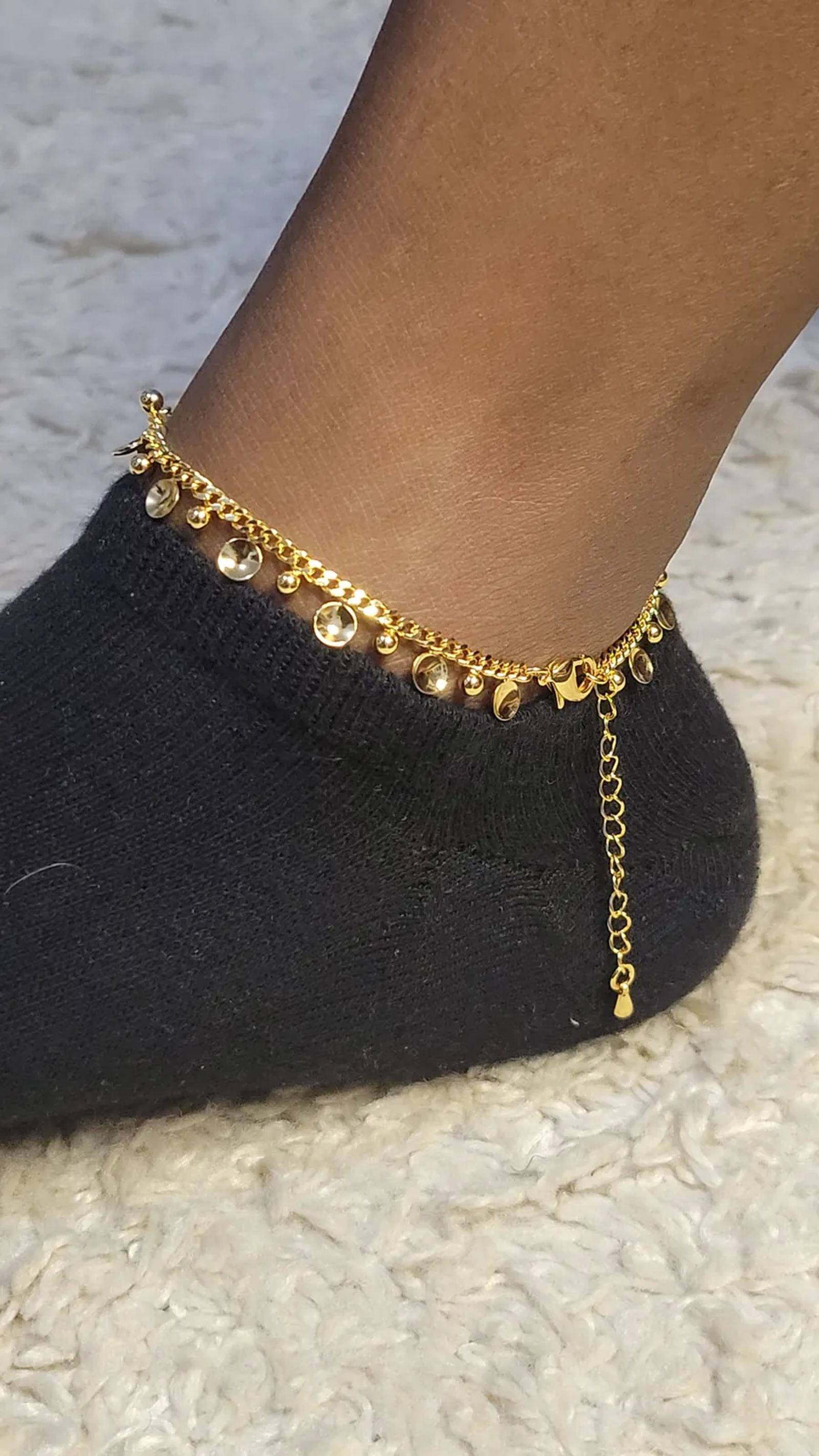 Gold Drop Fringe Anklet