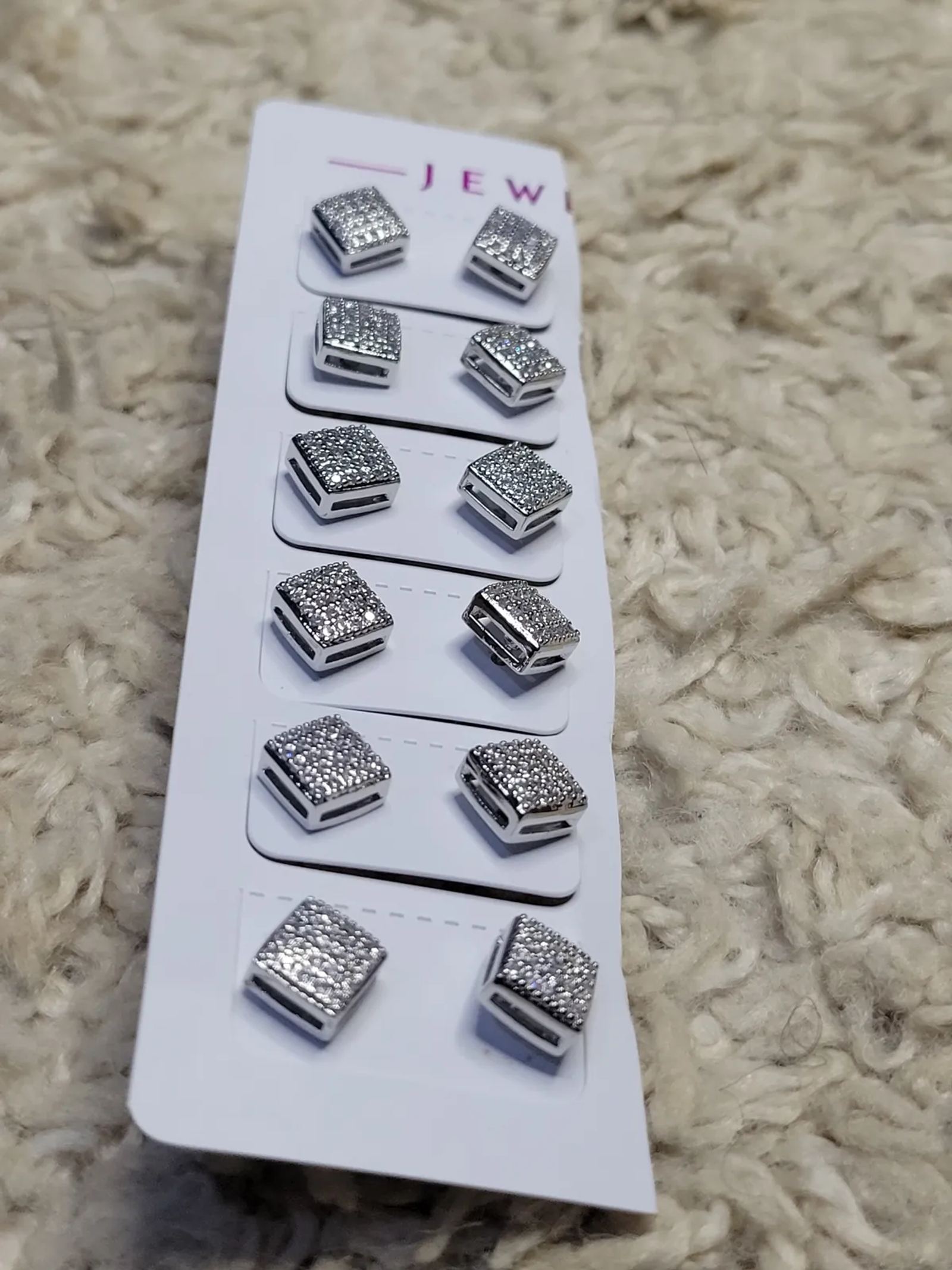 Pavé Square Stud Set · Silver
