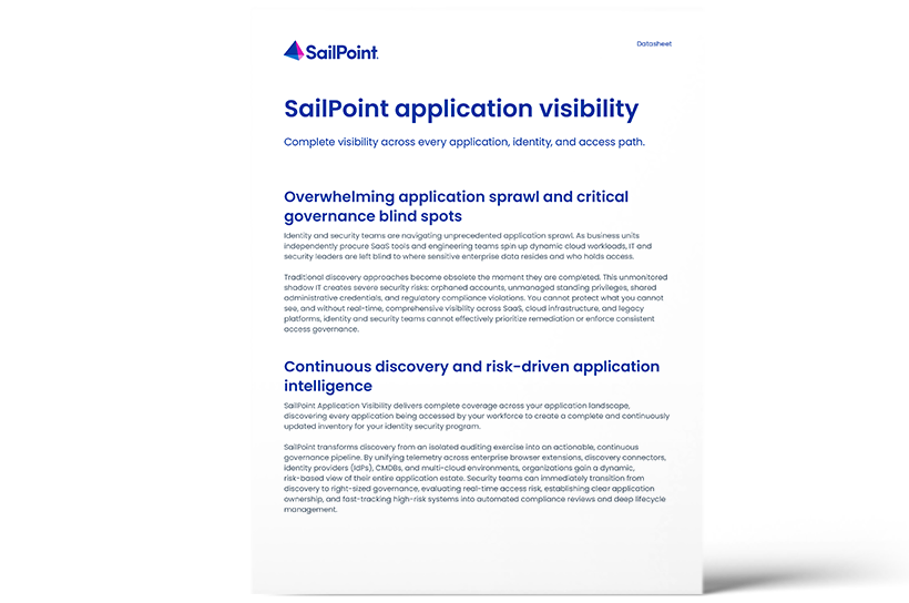 Cover artwork for SailPoint application visibility