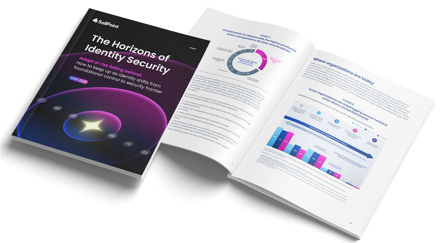 SailPoint Horizons of Identity Security 2025–2026 report with charts and insights.