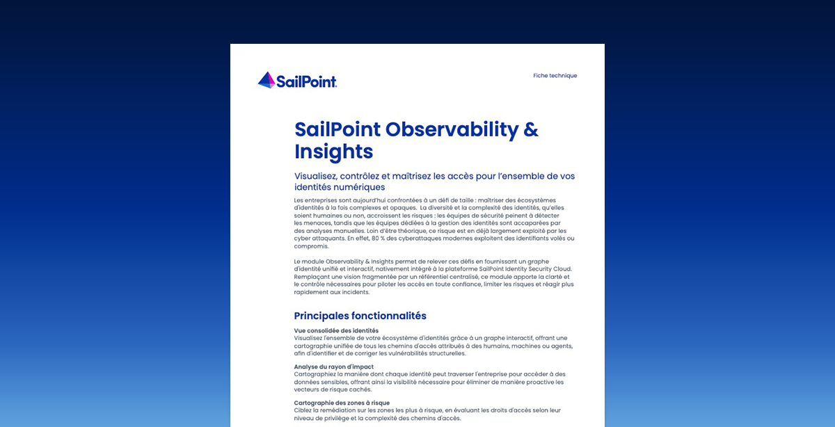 Première page de la fiche technique du Module Observability & Insights sur fond dégradé bleu