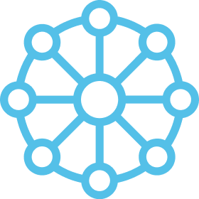 Abstract center node with circle of nodes connecting around it