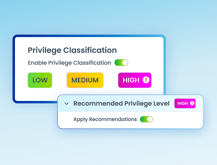Privilege discovery and classification highlighting risky standing privilege