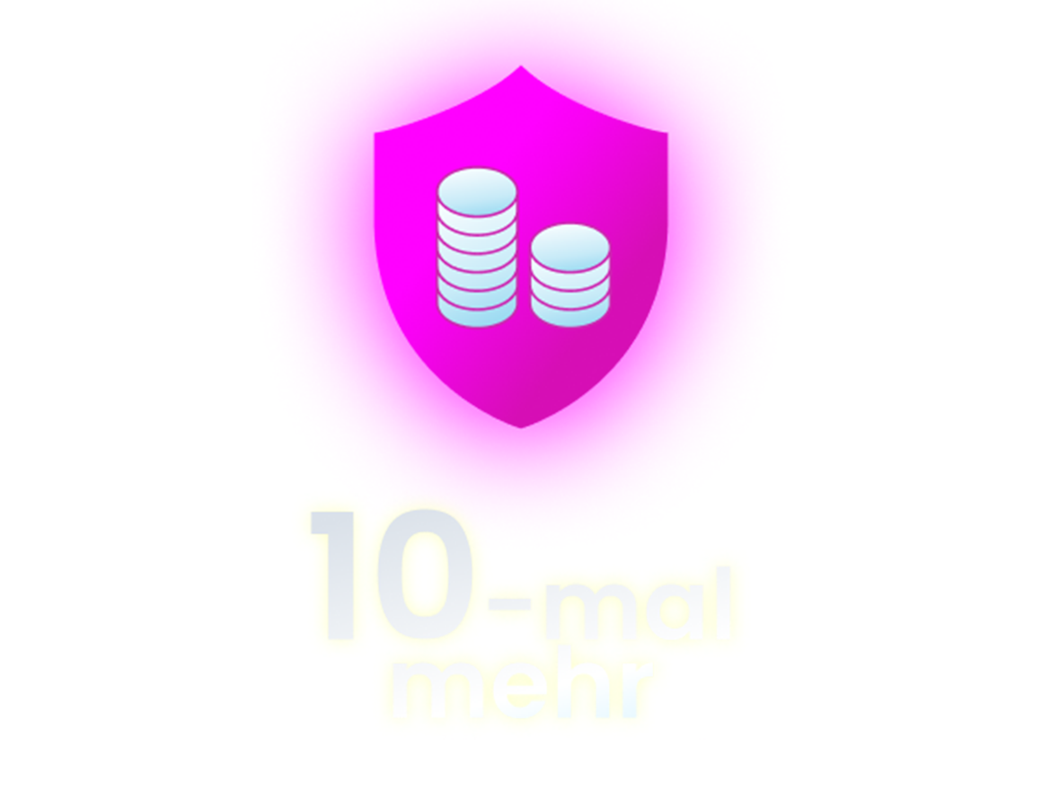 10x more - shield with coins in the middle of it
