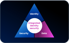 SailPoint Platform triangle of identity, security, and data with a circle in the middle that reads integrated identity security