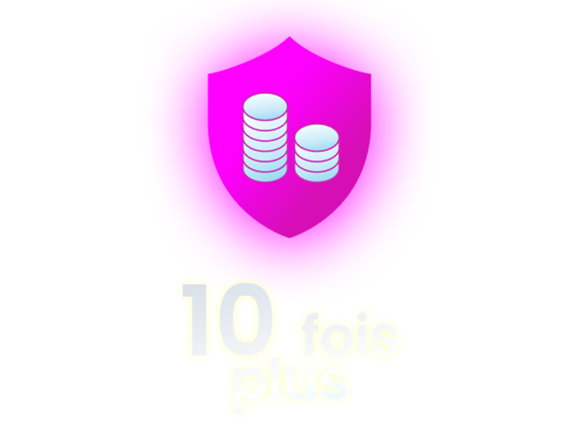 10x more - shield with coins in the middle of it